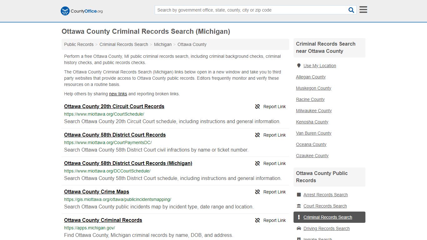Ottawa County Criminal Records Search (Michigan) - County Office